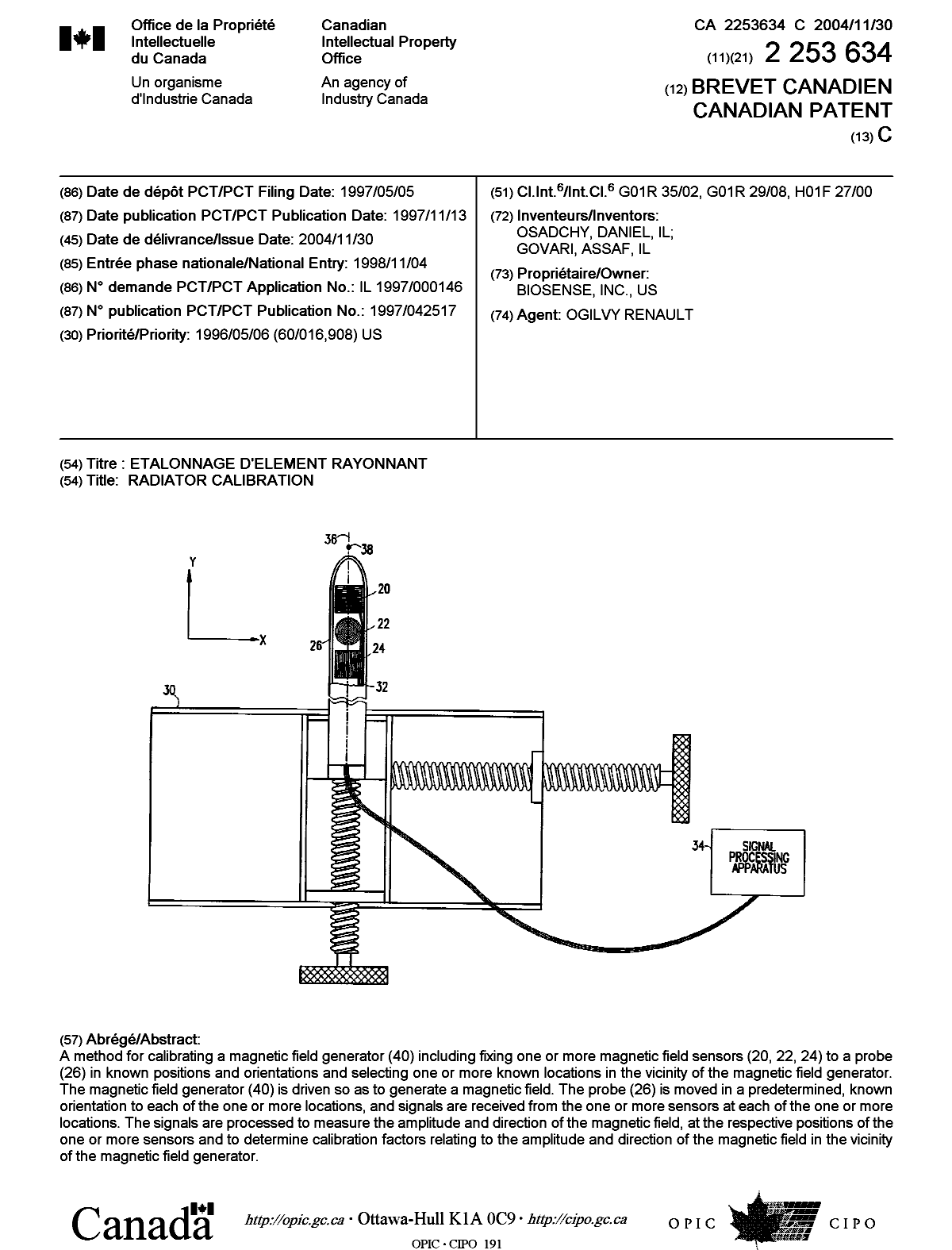Document de brevet canadien 2253634. Page couverture 20041027. Image 1 de 1