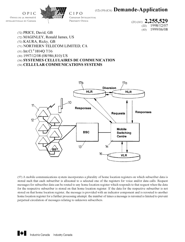 Document de brevet canadien 2255529. Page couverture 19990621. Image 1 de 1