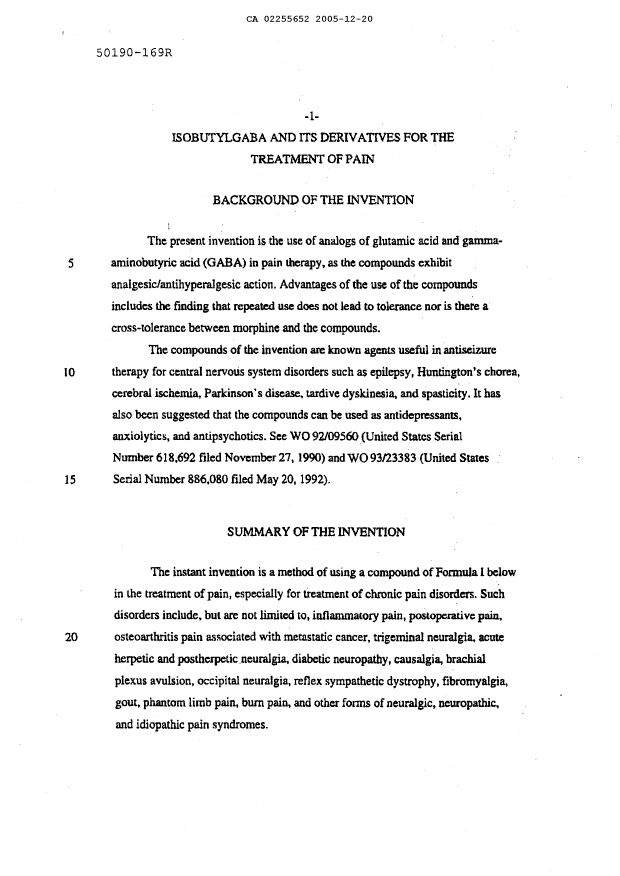 Canadian Patent Document 2255652. Description 20041220. Image 1 of 13