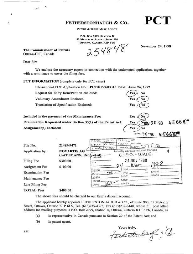 Canadian Patent Document 2255951. Assignment 19971224. Image 1 of 3