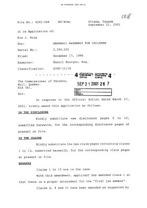 Canadian Patent Document 2256265. Prosecution-Amendment 20010921. Image 1 of 14