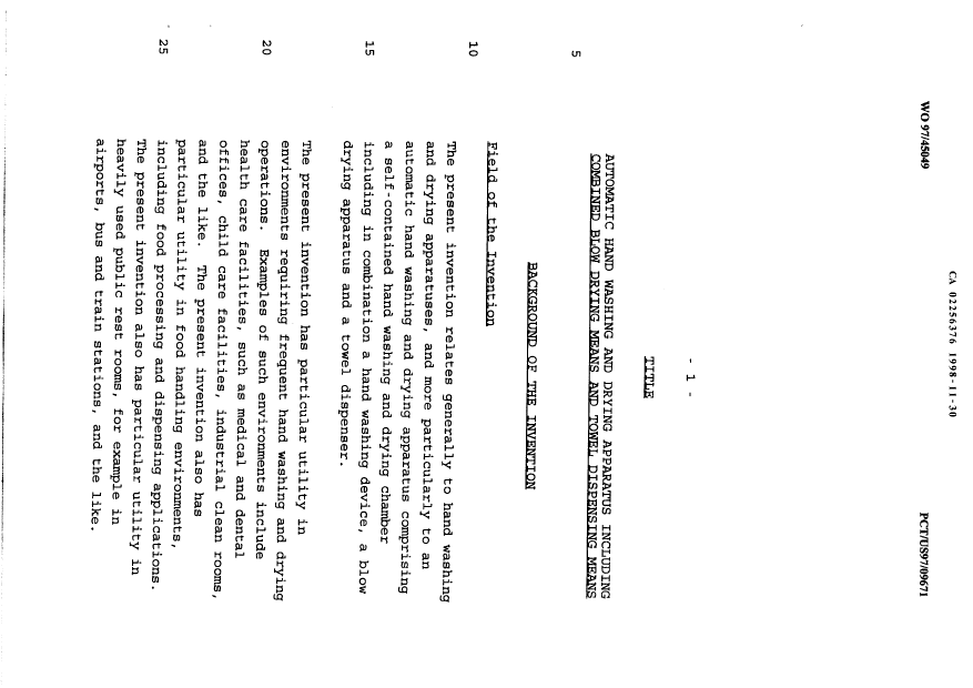Canadian Patent Document 2256376. Description 19981130. Image 1 of 14