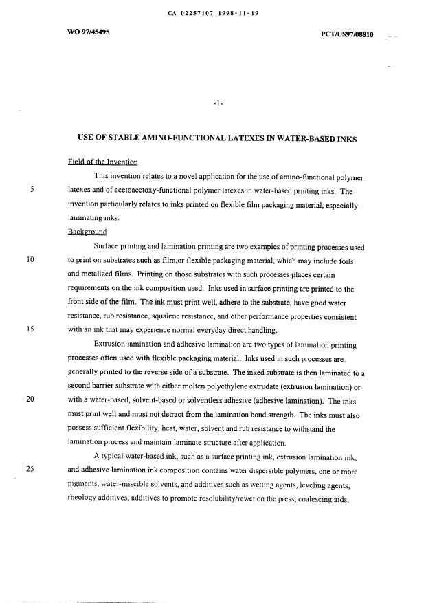 Canadian Patent Document 2257107. Description 19981119. Image 1 of 30