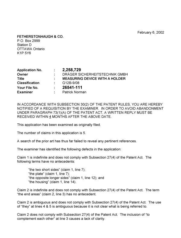 Document de brevet canadien 2258729. Poursuite-Amendment 20020206. Image 1 de 2