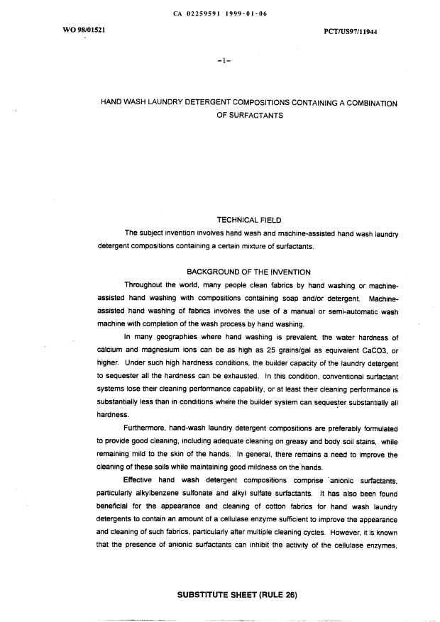 Document de brevet canadien 2259591. Description 19990106. Image 1 de 32