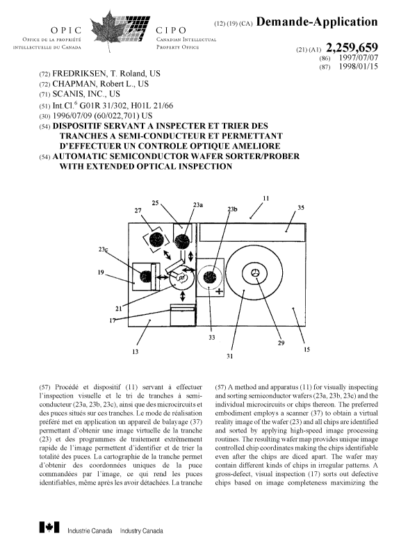 Canadian Patent Document 2259659. Cover Page 19981224. Image 1 of 2