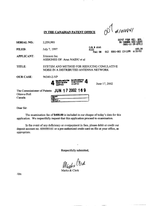 Canadian Patent Document 2259993. Prosecution-Amendment 20011217. Image 1 of 1