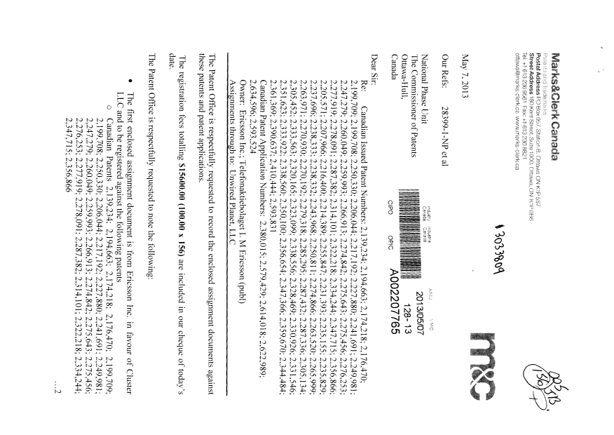 Document de brevet canadien 2259993. Cession 20121207. Image 1 de 231