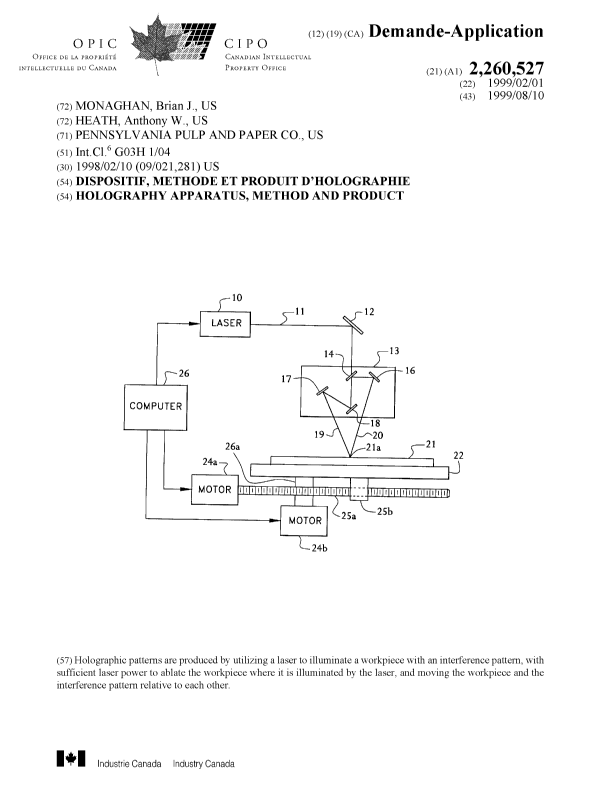 Canadian Patent Document 2260527. Cover Page 19990819. Image 1 of 1