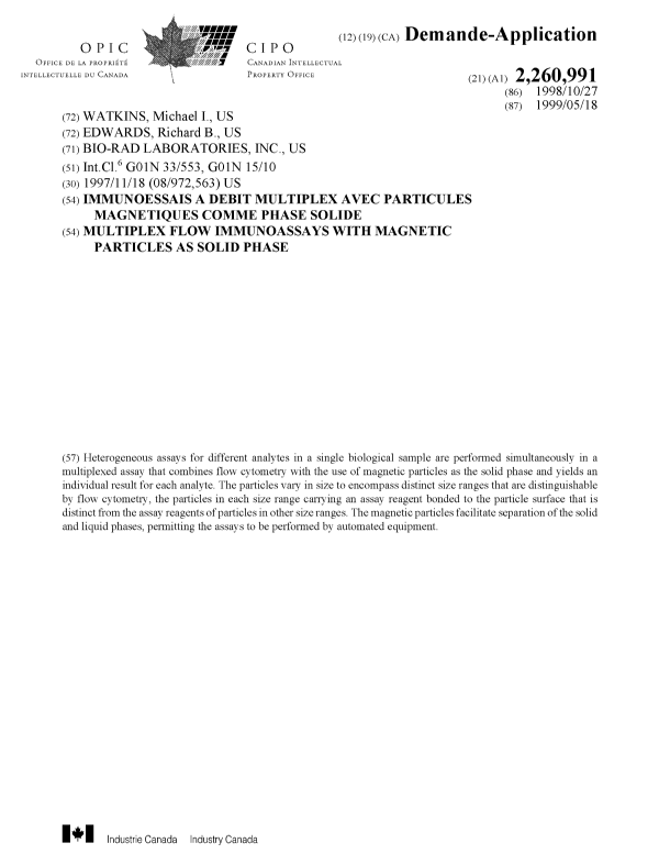 Document de brevet canadien 2260991. Page couverture 19990617. Image 1 de 1