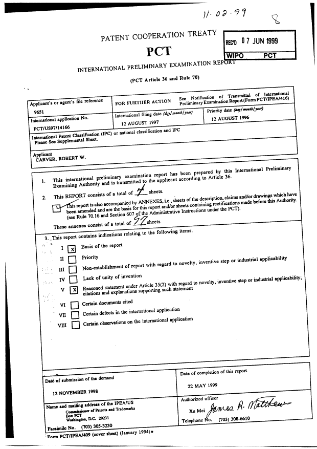Document de brevet canadien 2263177. PCT 19990212. Image 1 de 4