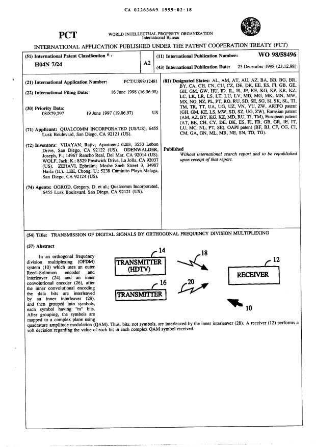 Document de brevet canadien 2263669. Abrégé 19990218. Image 1 de 1