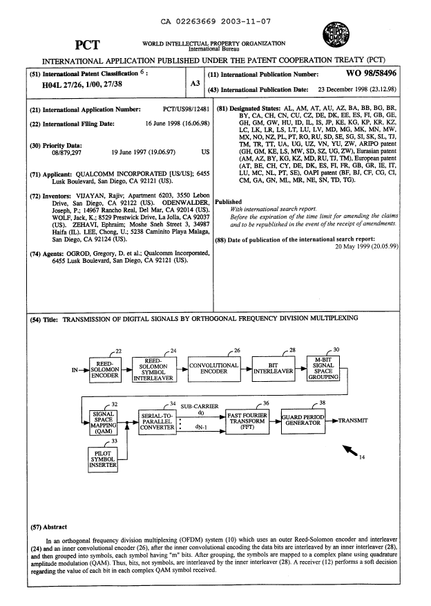 Document de brevet canadien 2263669. PCT 20031107. Image 1 de 6