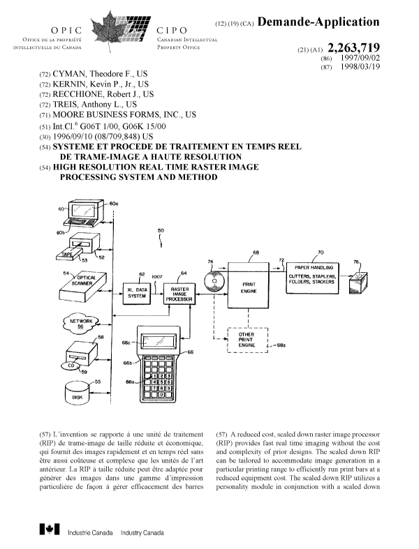 Document de brevet canadien 2263719. Page couverture 19990429. Image 1 de 2