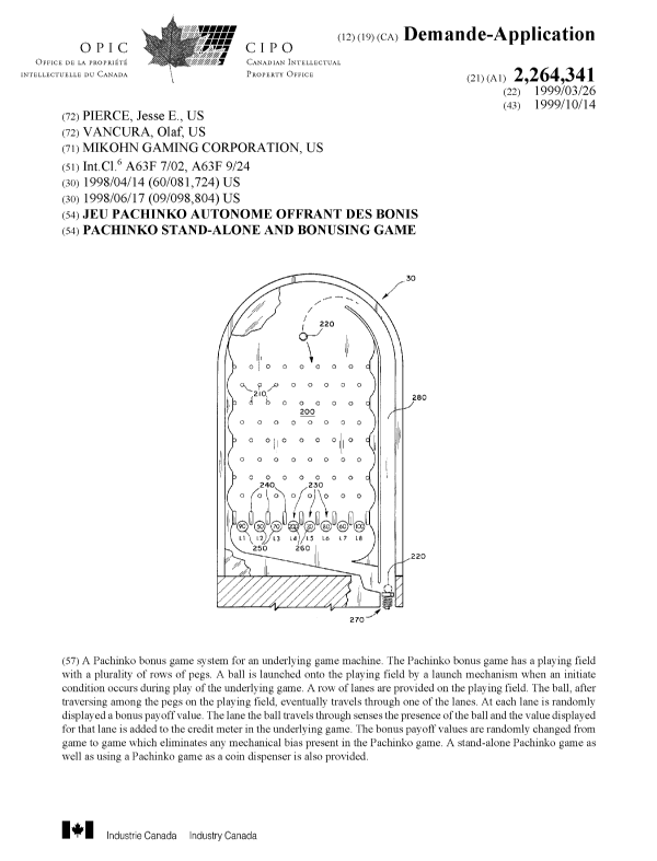 Canadian Patent Document 2264341. Cover Page 19991006. Image 1 of 1