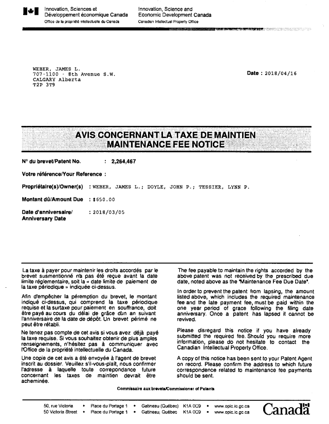 Canadian Patent Document 2264467. Correspondence 20171211. Image 1 of 2