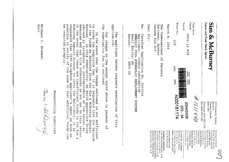 Canadian Patent Document 2265034. Prosecution-Amendment 20040308. Image 1 of 1