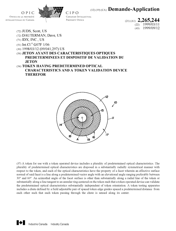 Document de brevet canadien 2265244. Page couverture 19981231. Image 1 de 1