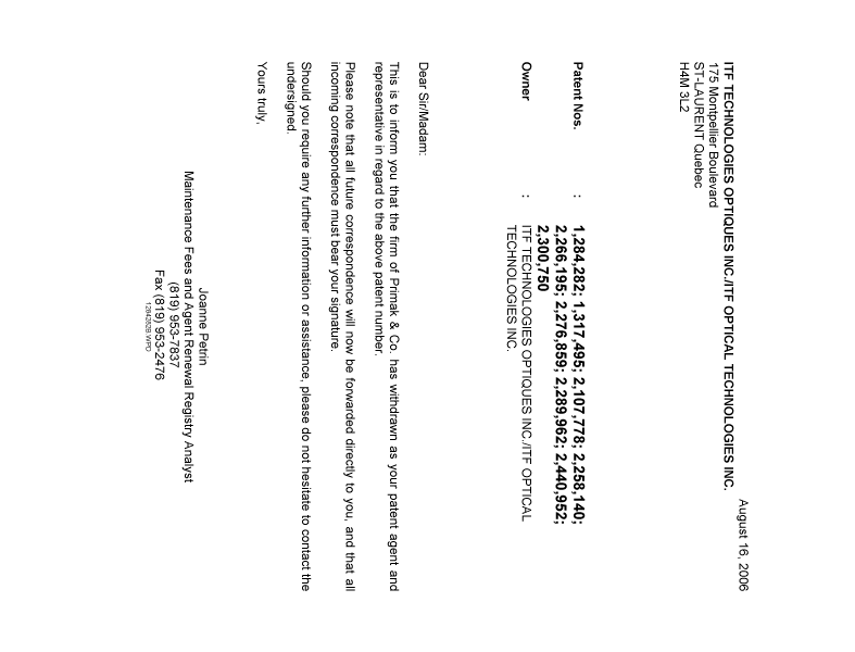 Canadian Patent Document 2266195. Correspondence 20060816. Image 1 of 1