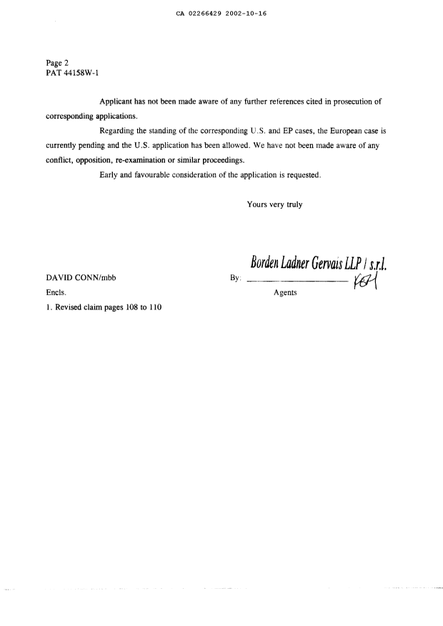 Canadian Patent Document 2266429. Prosecution-Amendment 20021016. Image 2 of 5
