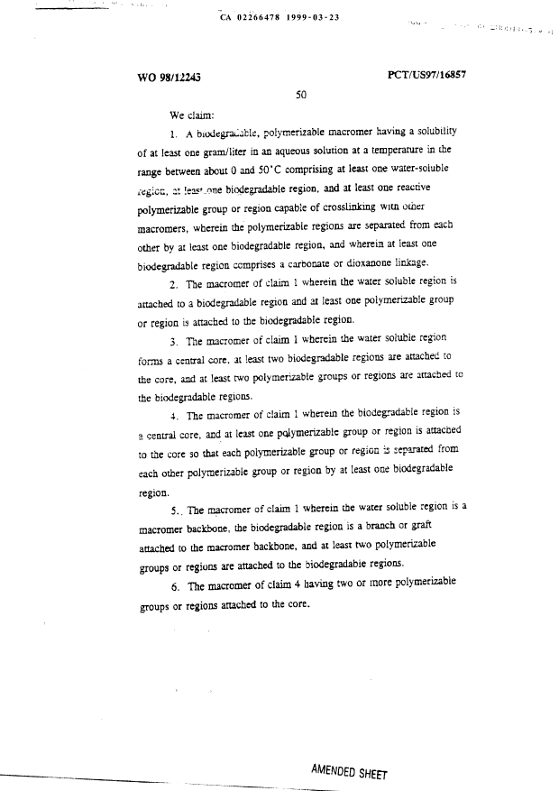 Document de brevet canadien 2266478. Revendications 19990323. Image 1 de 10
