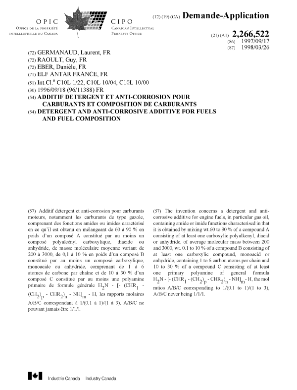 Document de brevet canadien 2266522. Page couverture 19990525. Image 1 de 1