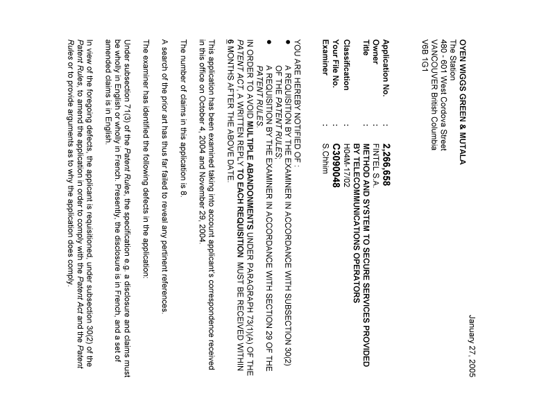 Document de brevet canadien 2266658. Poursuite-Amendment 20050127. Image 1 de 2