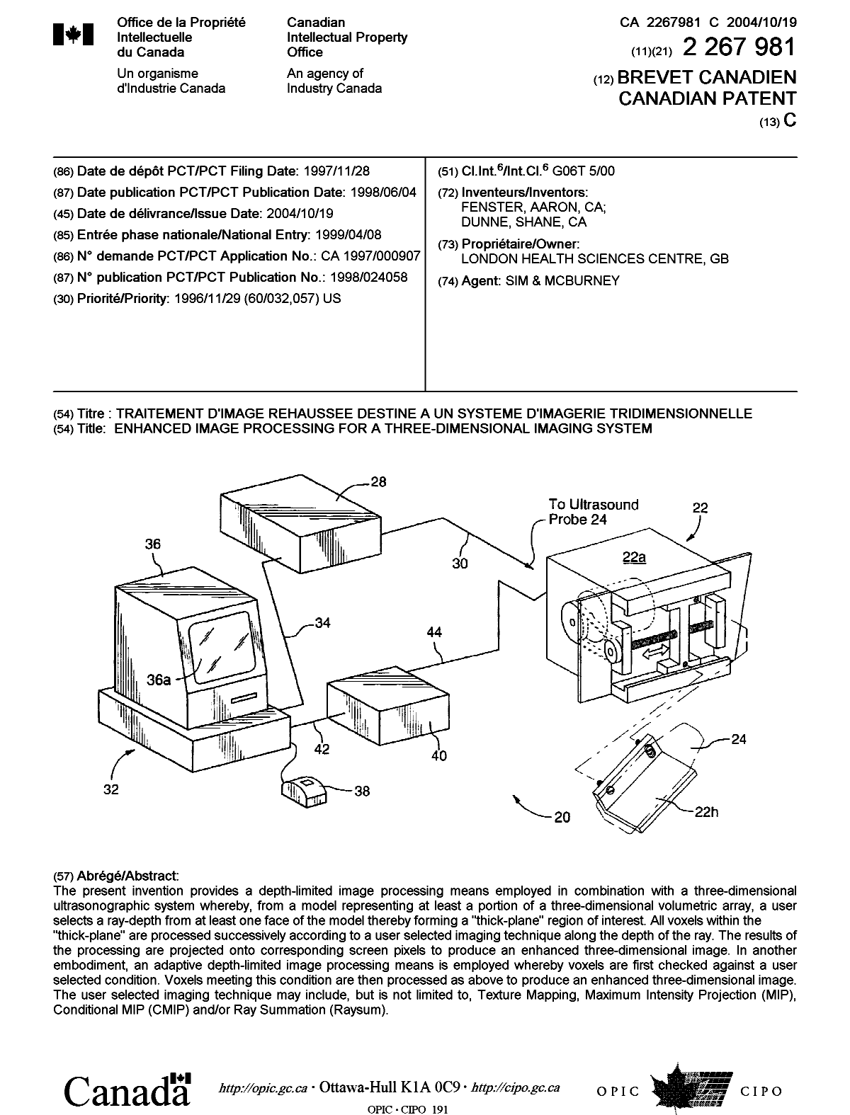 Canadian Patent Document 2267981. Cover Page 20040922. Image 1 of 1