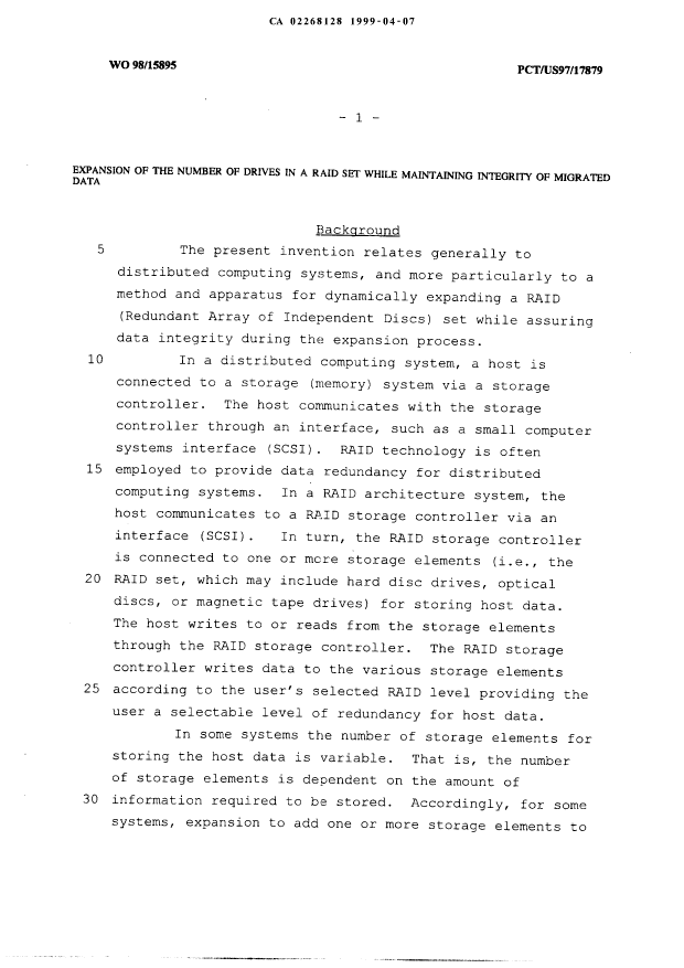 Document de brevet canadien 2268128. Description 19990407. Image 1 de 13