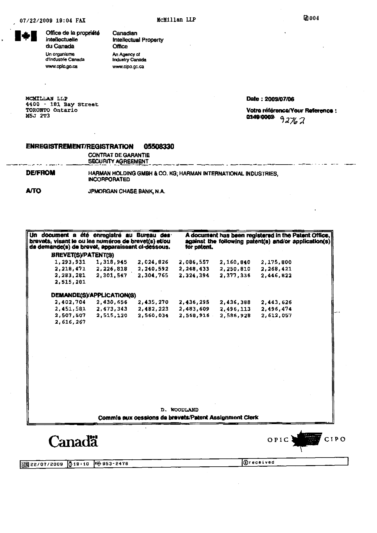 Canadian Patent Document 2268421. Assignment 20081222. Image 4 of 4