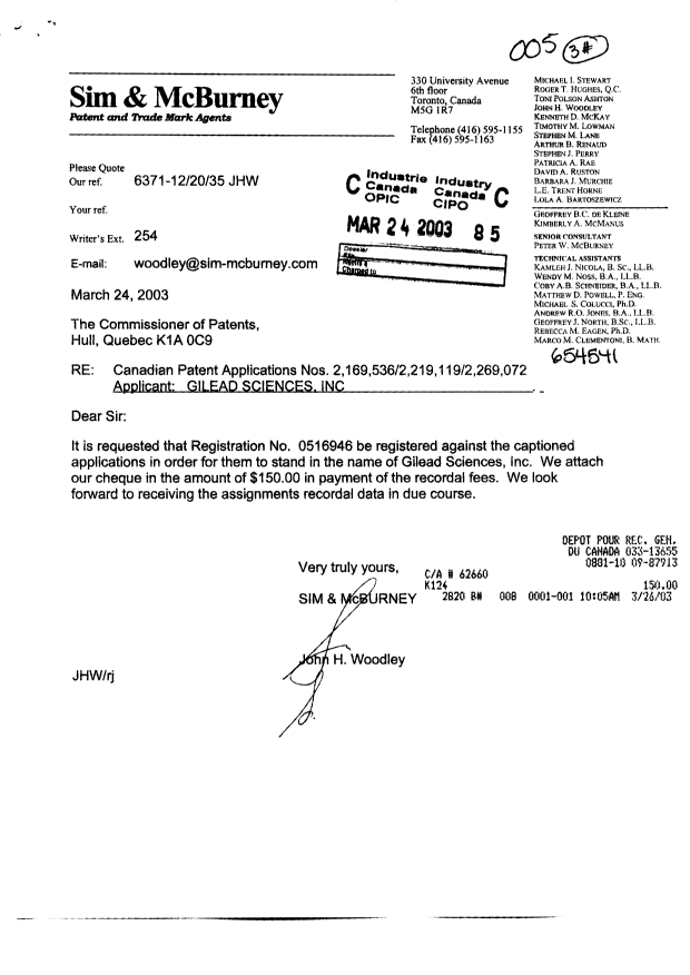 Document de brevet canadien 2269072. Cession 20030319. Image 1 de 1
