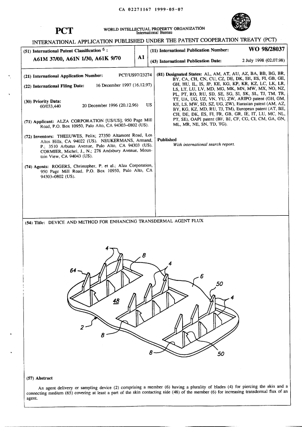 Canadian Patent Document 2271167. Abstract 19990507. Image 1 of 1