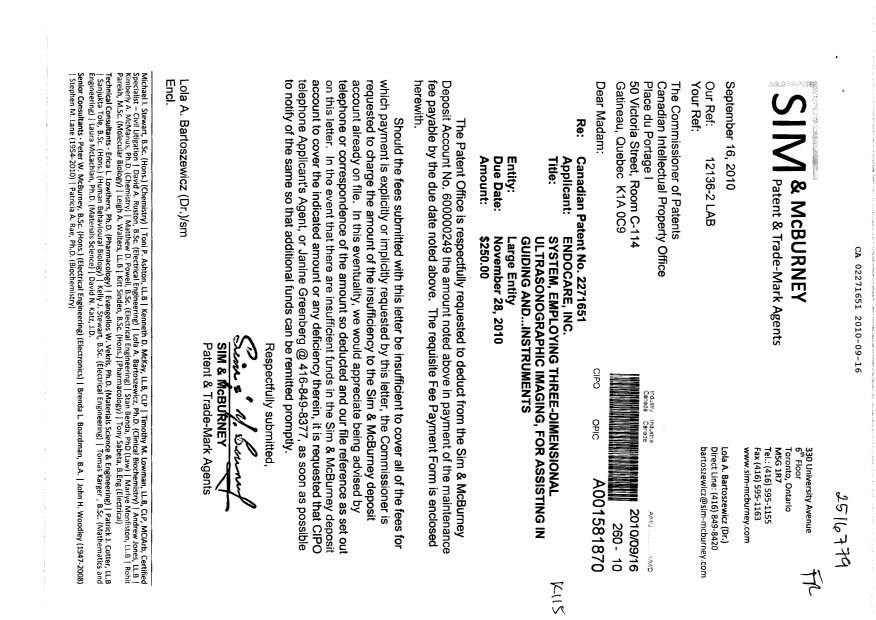 Canadian Patent Document 2271651. Fees 20100916. Image 1 of 1