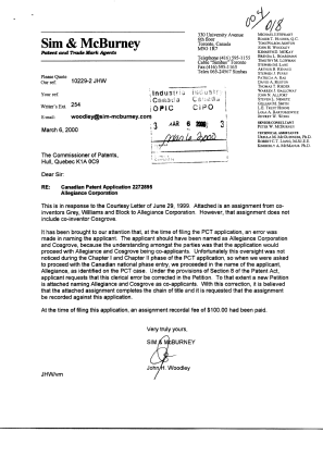 Canadian Patent Document 2272895. Correspondence 19991206. Image 1 of 2