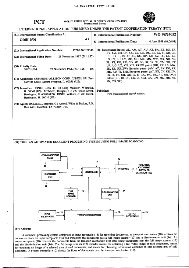 Canadian Patent Document 2272958. Abstract 19981226. Image 1 of 1