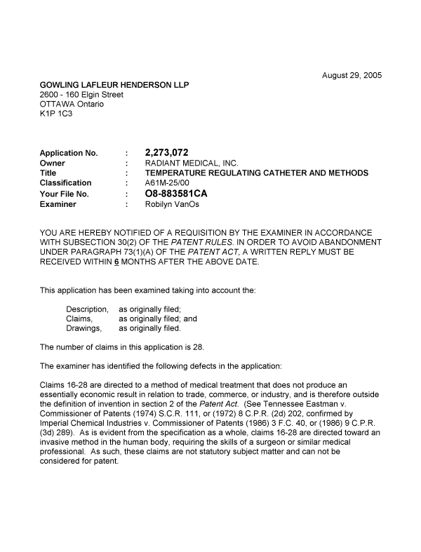 Document de brevet canadien 2273072. Poursuite-Amendment 20050829. Image 1 de 3