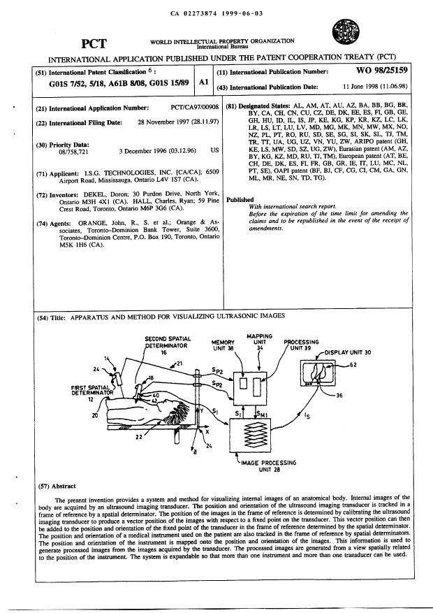 Document de brevet canadien 2273874. Abrégé 19990603. Image 1 de 1