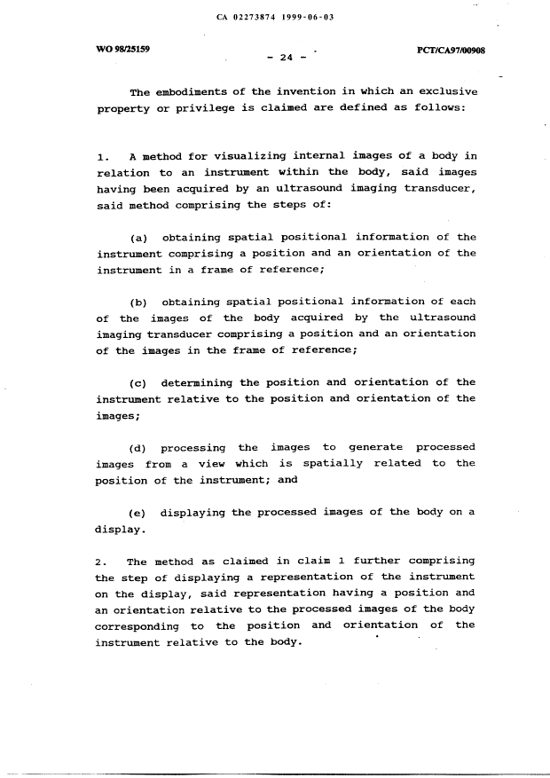 Document de brevet canadien 2273874. Revendications 19990603. Image 1 de 10