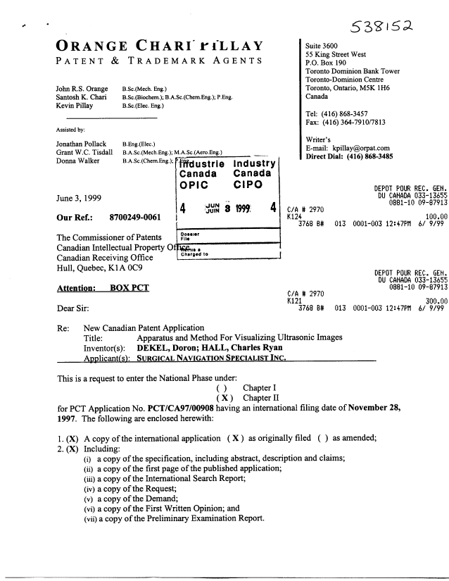 Document de brevet canadien 2273874. Cession 19990603. Image 1 de 5
