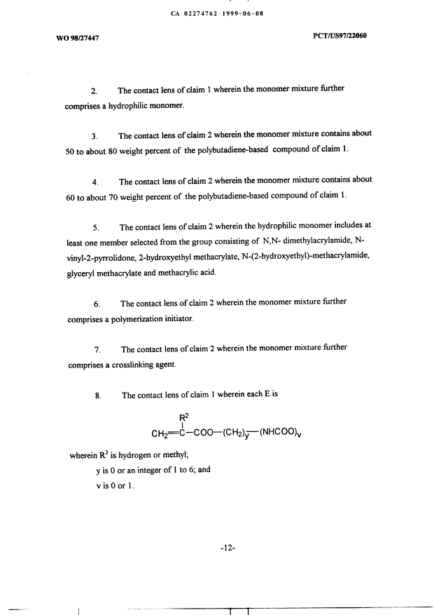 Document de brevet canadien 2274762. Revendications 19981208. Image 2 de 4