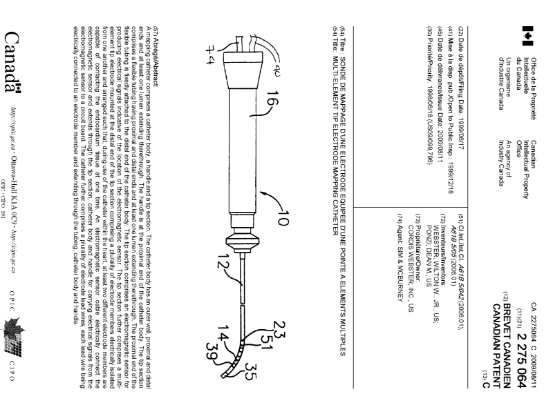 Canadian Patent Document 2275064. Cover Page 20090714. Image 1 of 1