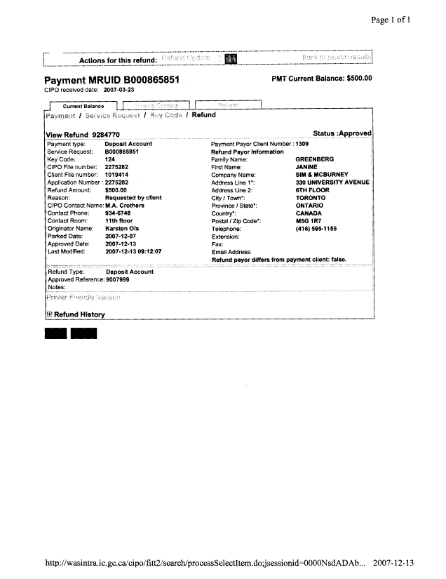 Document de brevet canadien 2275282. Cession 20071213. Image 1 de 3