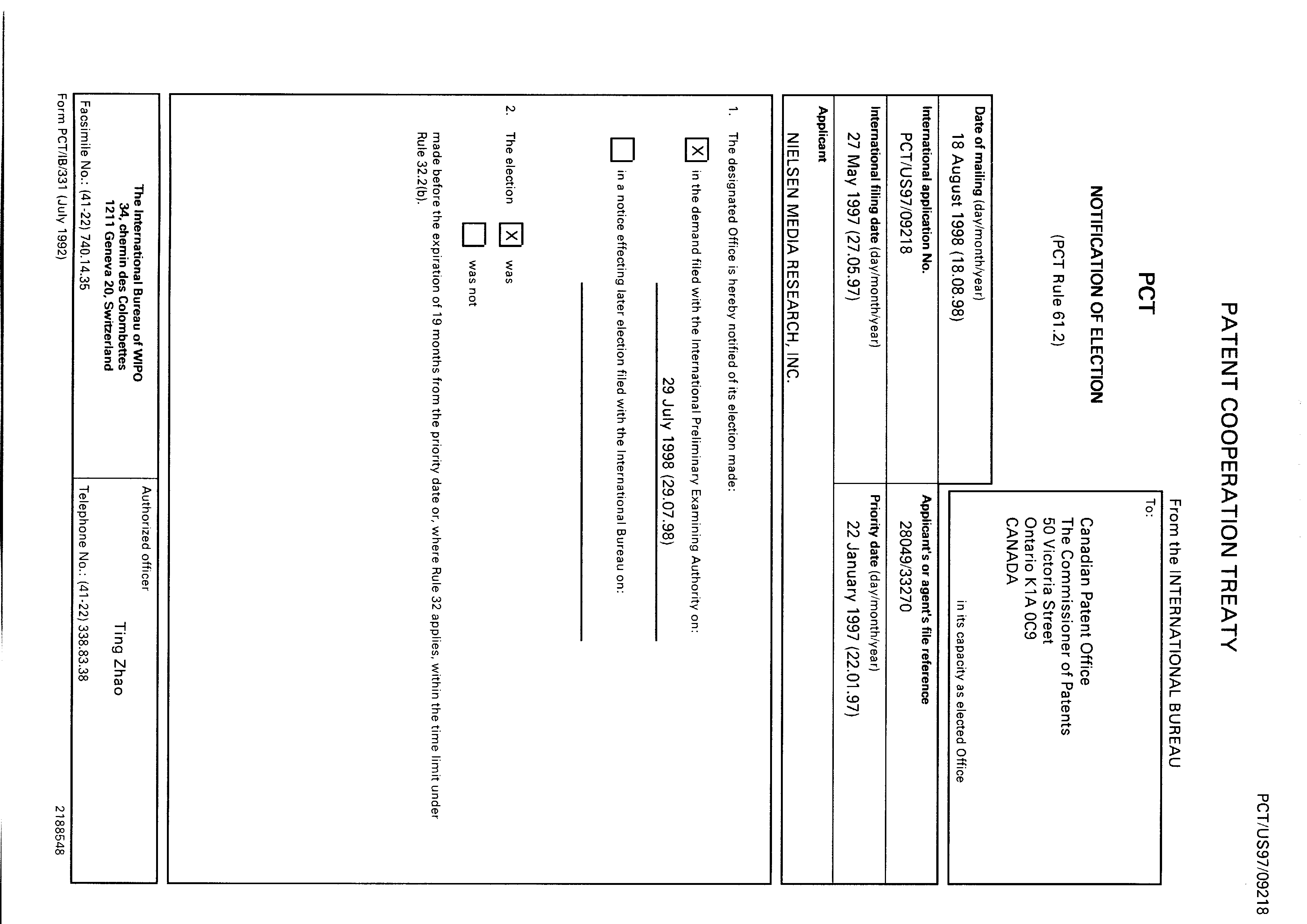 Canadian Patent Document 2275409. PCT 19981216. Image 2 of 37