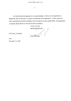 Canadian Patent Document 2275409. Prosecution-Amendment 20031210. Image 3 of 29