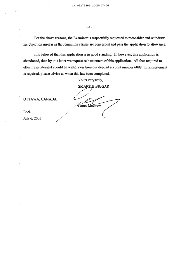 Canadian Patent Document 2275409. Prosecution-Amendment 20041206. Image 2 of 5