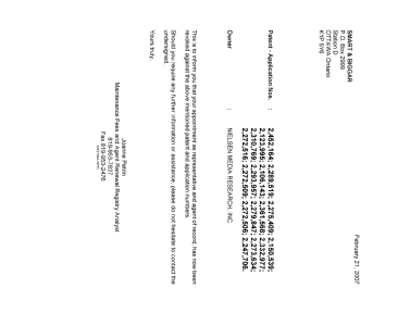 Document de brevet canadien 2275409. Correspondance 20061221. Image 1 de 1