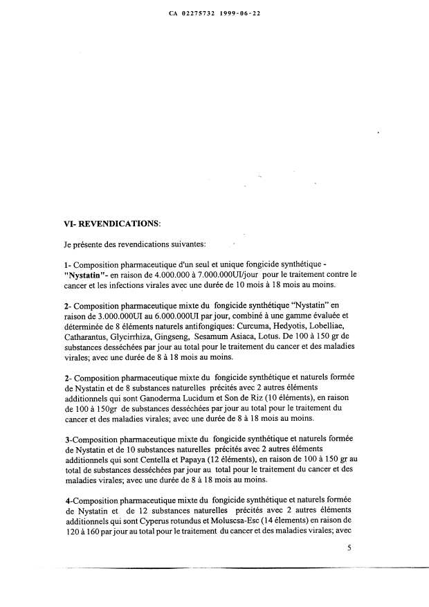 Document de brevet canadien 2275732. Revendications 19981222. Image 1 de 2