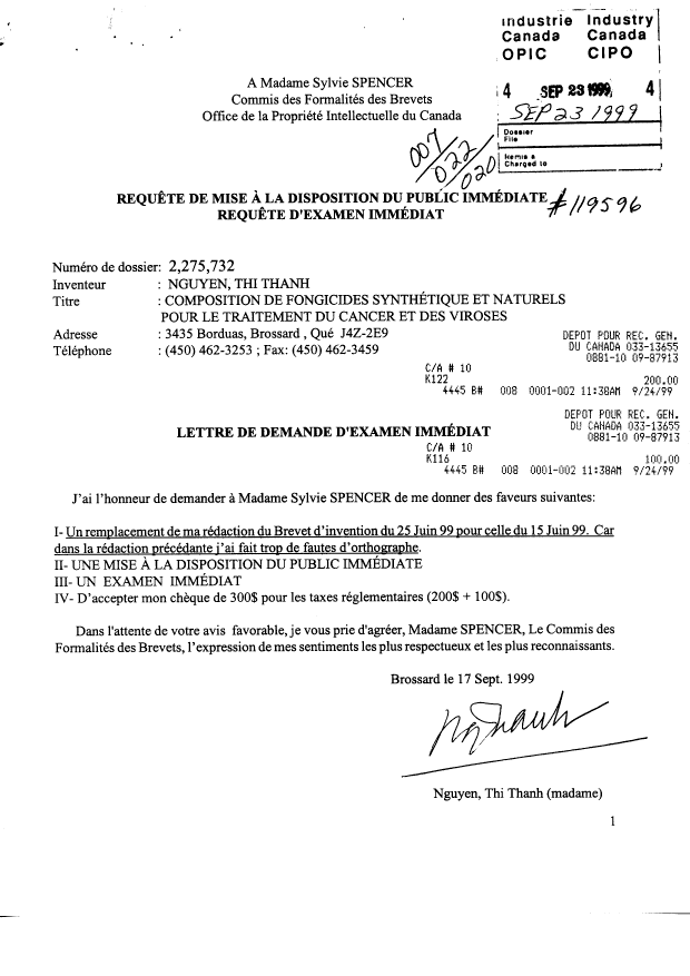 Document de brevet canadien 2275732. Poursuite-Amendment 19981223. Image 1 de 1