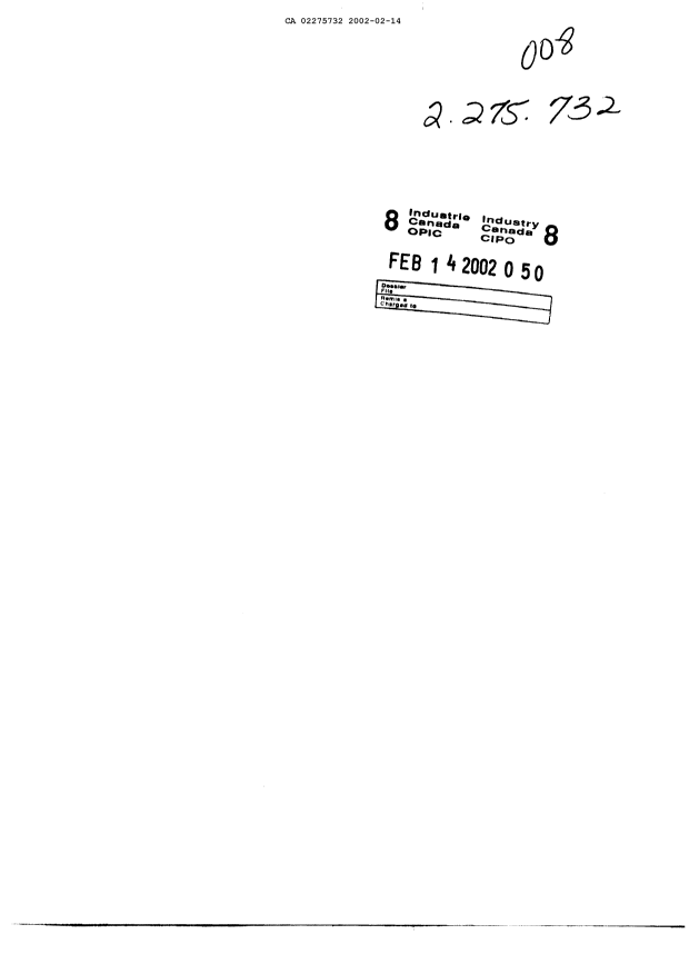 Document de brevet canadien 2275732. Poursuite-Amendment 20011214. Image 1 de 12