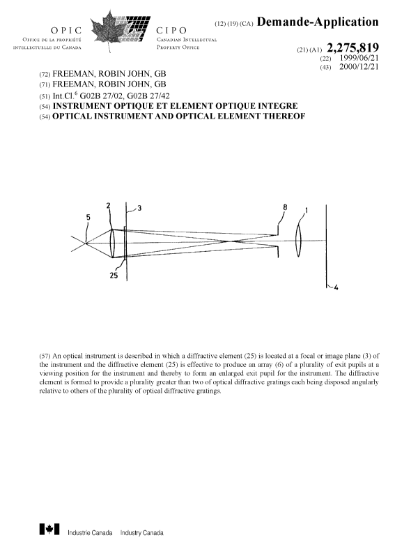 Canadian Patent Document 2275819. Cover Page 20001208. Image 1 of 1
